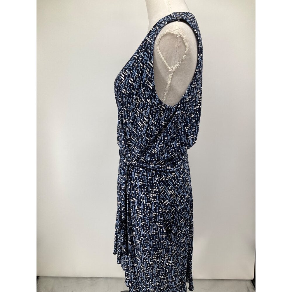 SOMA Size Large sleeveless V-neck sundress Blue/White Mosaic pattern - Picture 6 of 12